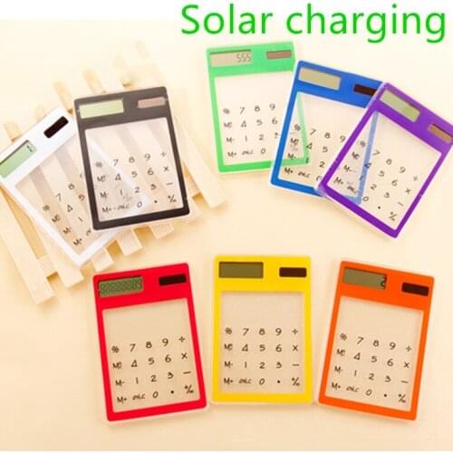 Ultra-thin Handheld Transparent Scientific Calculator Cute Pocket Calculator Solar Calculators Scientific for School Meeting
