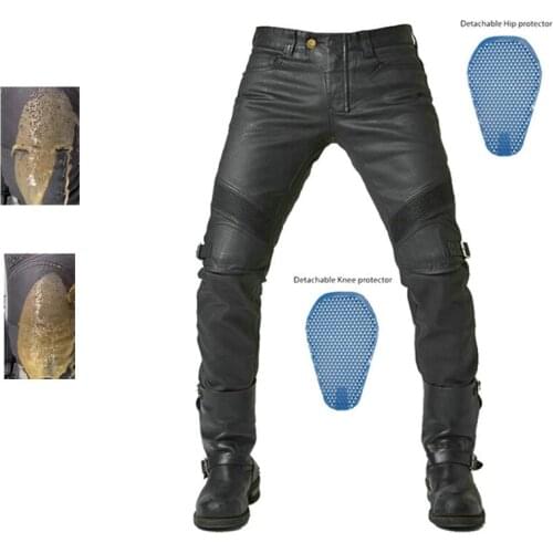 Upgrade Coated Waterproof Motorcycle Riding Denim Jeans Locomotive Cycling Motocross Racing Drop-proof Pants With CE Armor Pads