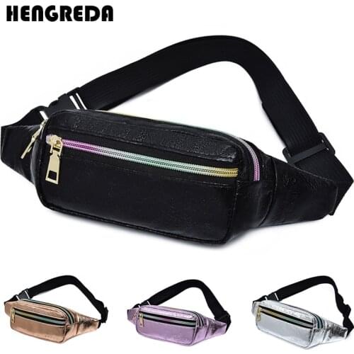 Laser Holographic Fanny Pack Slim Shiny Waist Bag 2019 New Fashion Bum Bag Travel Hip Bags for Womens Girls Moblie Phone Card