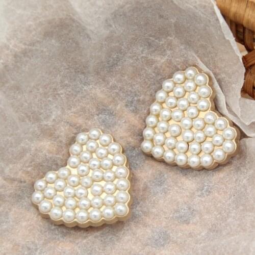 Heart Pearl Gold Metal Sewing Jewelry Buttons For Clothes Women Wedding Dress Decorative Handmade DIY Accessories Wholesale