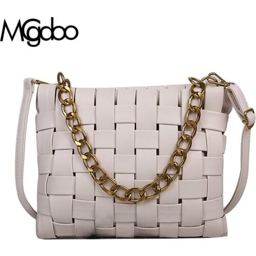 MGCDOO High Quality Shoulder Bag Fashion Thick Chain Handbag Female Weave Design Crossbody Bags