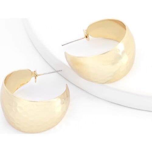 Pauli Manfi Fashion C-shaped Metal Geometric Earrings Womens Creative Simple Hoop Earrings Party Jewelry Accessories