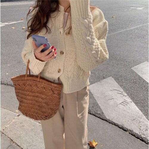 Women High-Waist Vintage Fresh Cardigans Warm Coats Female Casual Loose Knitted Sweaters