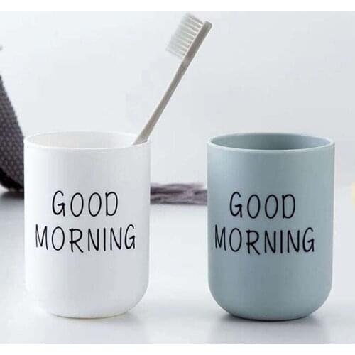 1PC Simple Travel Portable Washing Cup Home Bathroom Couple Plastic Good Morning Toothbrush Holder Cup Storage Cup