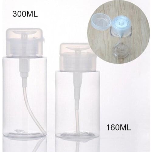10Pcs 160/300ml Portable Transparent Makeup Remover Water Refillable Empty Press Bottles Refillable Bottles Dispenser Bottle