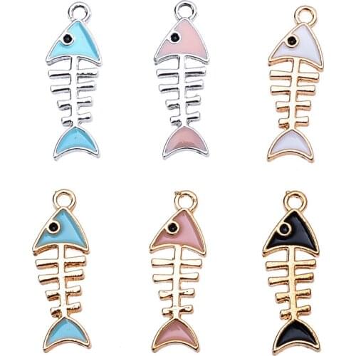 10Pcs 23x8MM Gold Color Tone Alloy Enamel Cute Fish Charms Pendant For DIY Earring Jewelry Making Supplies Accessories Wholesale