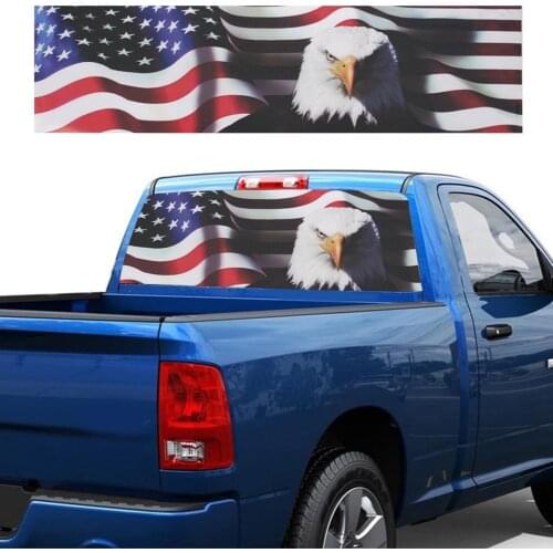 135x36cm 3D Transparent UTE Car and Pickup Truck Rear Window PVC Vinyl Wrap Decals Sticker America Flag And Styling Pattern