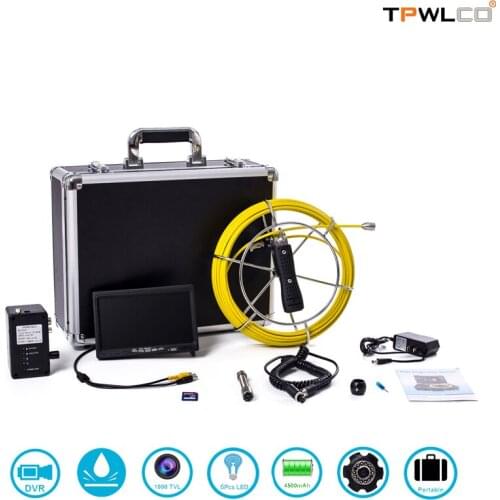 17MM Industrial Pipe Sewer Inspection Video Camera with DVR Recording HD1000TVL Camera Head Drain Duct Endoscope System