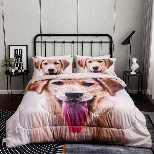 3D Print Dog Comforter Bedding Set for Kids Bed Microfiber Fabric Comforter Duvet with Pillowcase Teens Comforter Quilt Set Twin