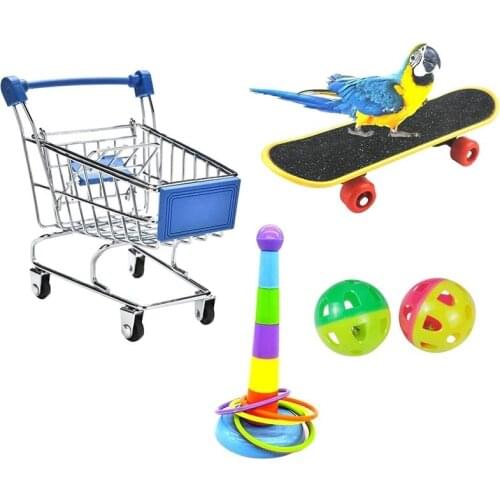 5/6/7pcs Bird Training Toys Parrot Standing Training Toys Intelligence Toy for Budgie Parakeet Cockatiel Bird Toy Part Random