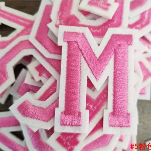 5pcs Rose Red Embroidery Iron on Name Patch Alphabet Diy Stickers 26 Letters Sew on Kids Children Clothes Decoration Applique