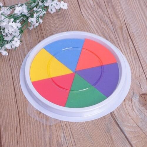 6 Colors Ink Pad Stamp DIY Finger Painting Craft Cardmaking Large Round For Kids 4X7E