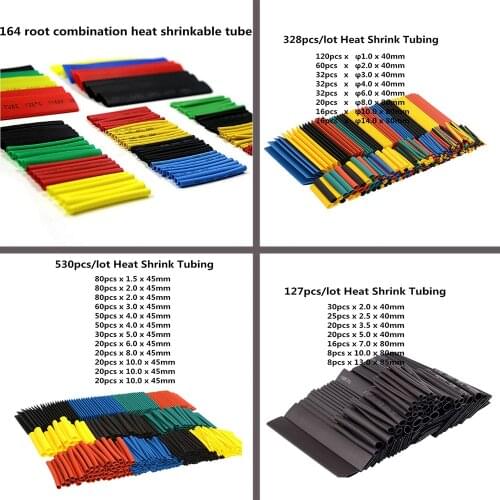 70/127/164/150/328/530Pcs Assorted Polyolefin Heat Shrink Tube Cable Sleeve Wrap Wire Set Insulated Shrinkable Tube