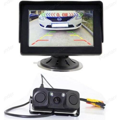 4.3" TFT LCD Rearview Car Monitor + Auto Video Parking Sensor With Rear View Camera Vehicle Driving Accessories