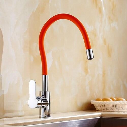 Free shipping Red color single handle kitchen mixer tap of deck mounted hot cold kitchen faucet by brass kitchen sink mixer taps