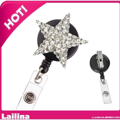 Bling Rhinestone Retractable Badge Reel/ ID Badge Holder / Brooch / Pendant / Id Badge Holder (clear Star )