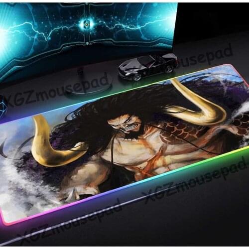 XGZ Large RGB Mouse Pad Black Lock Edge Anime One Piece Kaido Strong Custom Student Computer Keyboard Desk Mat Rubber Non-slip