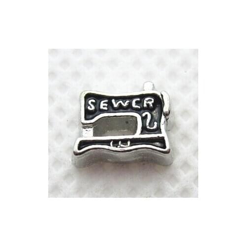 Hot selling sewing machine floating charms living glass floating memory lockets