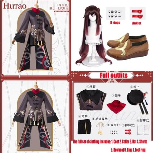 Game Genshin Impact Hu Tao Cosplay Carnival Women Girl Uniforms HuTao Cosplay Accessories Costume Anime Outfits Dress Halloween
