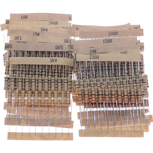 300pcs/lot 30values x 10pcs 1W Resistor Kit 5% 0.1R - 750 ohm Carbon Film Resistance pack
