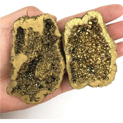 Beautiful Color Golden Titanium Aura Agate Quartz Cluster Crystal Points Geode Minerals Specimen Decorative Quartz Crystals