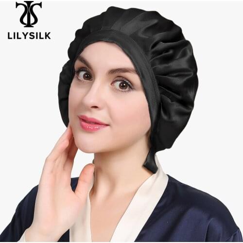 LilySilk 100% Silk Sleep Caps Band Hats Women Silk Sleeping 19mm Elegant Ribbon Frill Hair Care Night Free Shipping