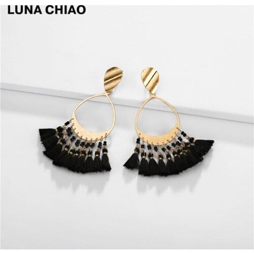 LUNA CHIAO Bohemian Mini Multi Tassels Water Drop Statement Earrings for Women