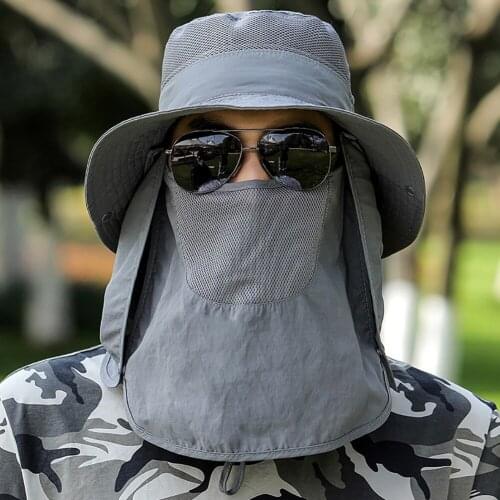 Men Fishing Caps Detachable Fisherman Bucket Hat Hiking Cap Summer Panama Sun Visor Hat Quick-Drying Breathable Beach Caps