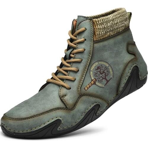 NEW Leather Men Boots Winter With Fur Super Warm Snow Boots Men Winter Casual Shoes Light Sneakers High Top Western Ankle Boots