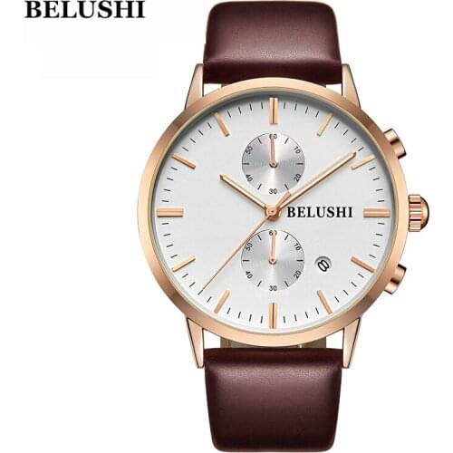 Fashion Men Watch Waterproof Date Black Genuine Leather Watch Luxury Luminous watch