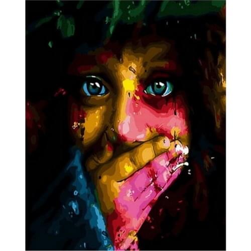 Unframe diy paintings by numbers figure painting paint by number for home decor 4050cm colorful face