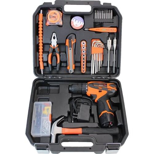 46 PCS Power Tool Kit Hand Tools Combination Tools Case Household Home Use Electrotechnical Lithium electric drill PTS012