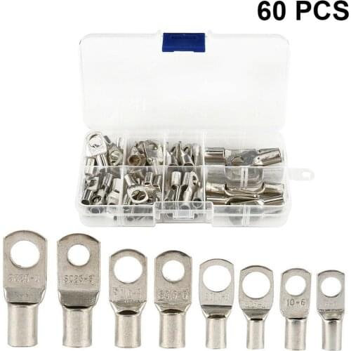 60PCS Copper Tube Terminal Battery Welding Cable Lug Crimp Connector Kit