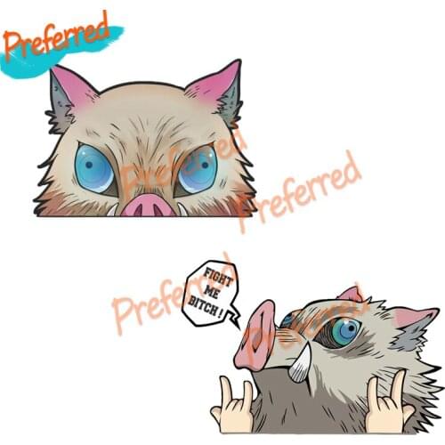 DEMON SLAYER INOSUKE HASHIBIRA FIGHT ME BITCH Anime Peeking Motocross Racing Laptop Helmet Trunk Wall Car Sticker