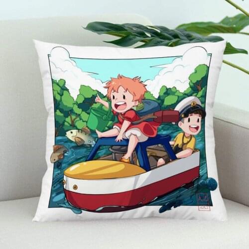 Ponyo Pillow Cover Bedroom Home Office Decorative Pillowcase Square Zipper Pillow Cases Satin Soft
