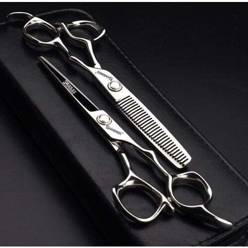 New Professional Hairdressing Scissors 6-inch Flat Tooth Scissors Set Barber Barber Scissors Hairdresser Customized Logo