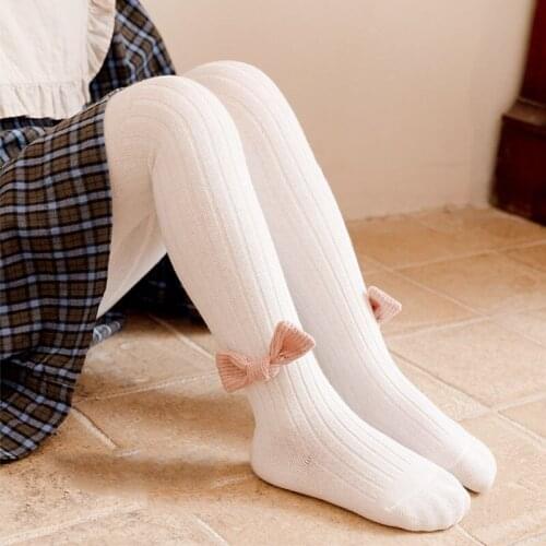 2021 Autumn Girls Tights Stockings For Stripe Stockings Kids With Bow Warm Cotton Pantyhose 1-12Y Childrens Clothes