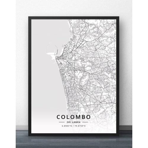 Colombo Sri Lanka Map Poster