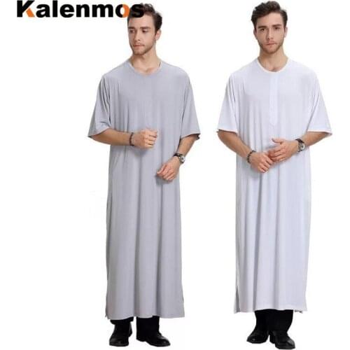 KALENMOS Ramadan Muslim Men Jubba Thobe Long Dress Pakistan Saudi Arabia Djellaba Kaftan Dubai Abaya Islamic Robe Turkey Ropa