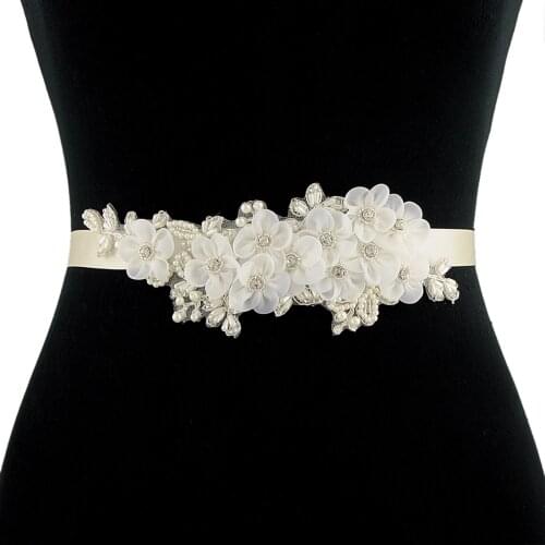 TRiXY S355 Classic Wedding Dress Belts Formal Prom Flower Belts for Women Pearls Beaded for Dresses Bride Bridesmaid Belt Sashes