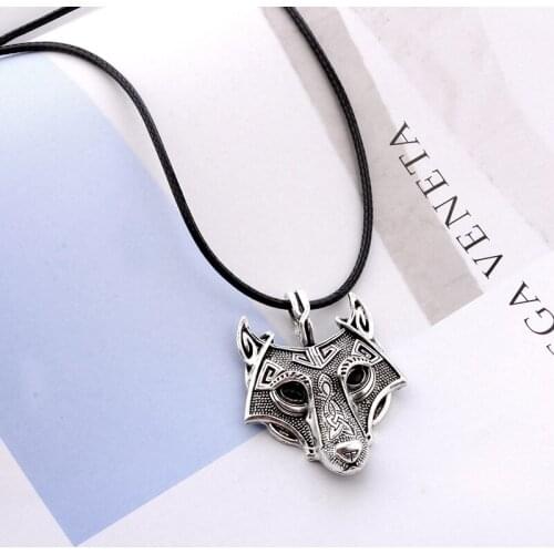Norse Wolf Head Pendant & Necklace for Women Men Norse Vikings Necklaces Animal Jewelry Gifts Silver Color Original Gold A218