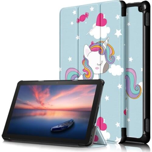 For Kindle Fire HD 10/HD10 Plus Tablet Case 2021 Folding Case Stand Cover for Amazon Kindle Protector Shell Wake/Sleep with Pen