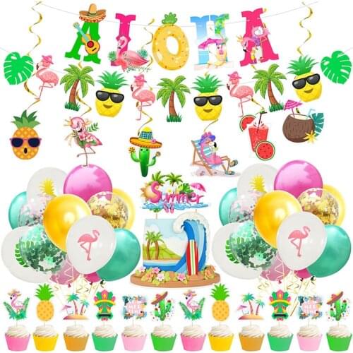 Hawaii Party Luau Flamingo Party Decorations Pineapple Summer Tropical Party Supplies Hawaiian Birthday Party Decor Wedding