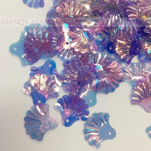 21mm Fan Shape Loose Sequins Beautiful Crafts for Sewing/Webbing Diy Accessory Kids DIY Transparent Golden Purple