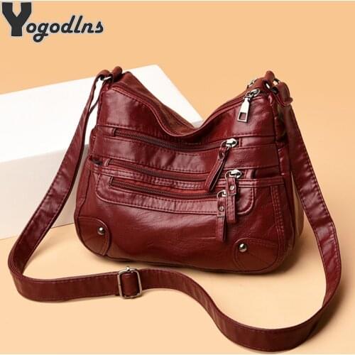 High Quality PU Leather Crossbody Bags Women Shoulder Messenger Bag Luxury Brand Multi-pocket Handbag Purse Lady Bolsas Feminina