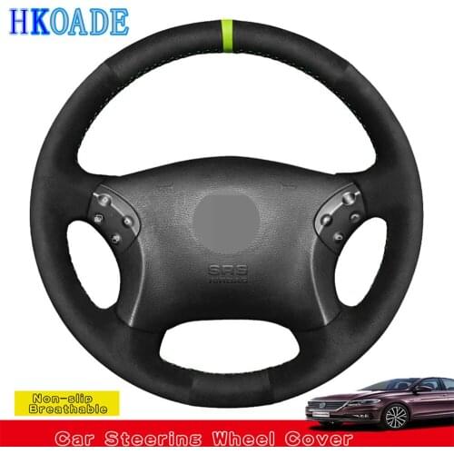 DIY Hand-stitched Black Suede Leather Steering Wheel Cover For Mercedes Benz C-Class W203 2000 2001-2005-2007 C32 AMG 2002-2003