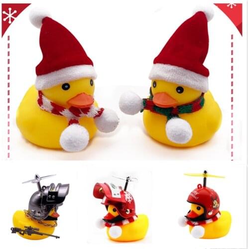 Merry Christmas Yellow Duck Bicycle Decorations Decorative Ornaments Bike Car Christmas Decorations for Bikes Motorcycles Gift