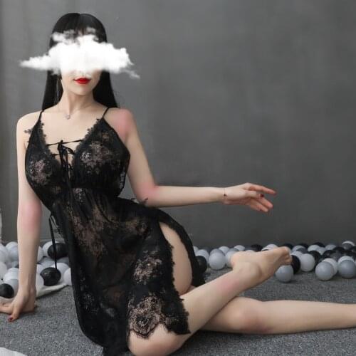 Women Nightgown Lace Lingerie Sexy Sleepwear Summer Plus Size Sleep Dress V Neck White Black Red Night Gown Dropshipping 2021