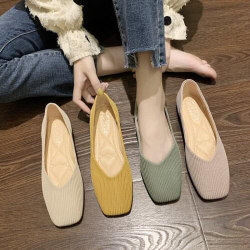 Square Toe Breathable Shoes Casual Female Sneakers Shallow Mouth Dress Flats Women All-Match Elegant 2019 Fashion Womens