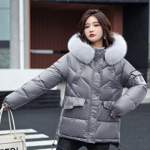 LISYRHJH Loose Long Winter Coat Women Large Fur Collar Thickening Warm Wadded Jacket Hooded Snow Wear Parkas Ladies Long Coats